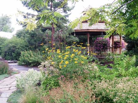 View of gazebo from the perennial trial garden